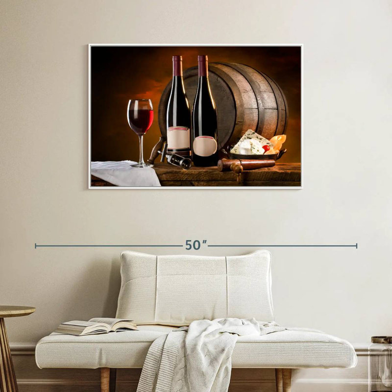 Vin rétro raffiné, Cadre flottant blanc, 40 po x 27 po
