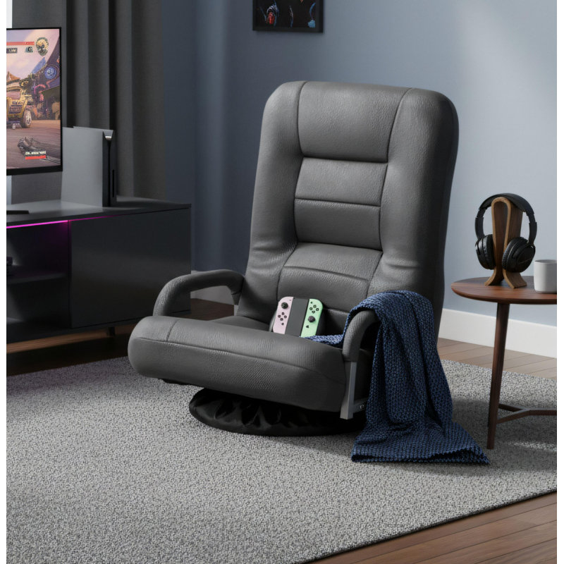 Dark Gray 360° Rotating Rocking Chair With Foldable And Adjustable Backrest, Lumbar Support Armrests, Perfect For Watching TV, Reading, And Playing Games.