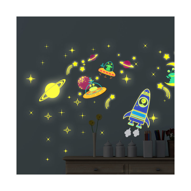 Décalcomanie murale lune et étoiles galaxy