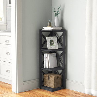 Safuad 39.15" H X 15.86" W Solid Wood Corner Bookcase