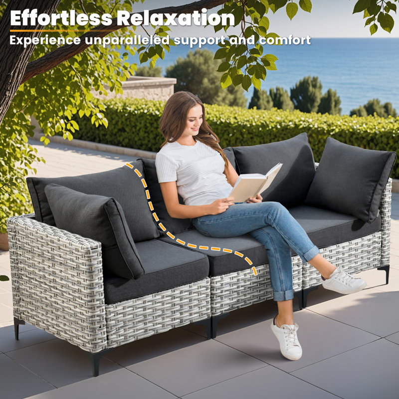Daltry 11 Piece Outdoor Wicker Conversation Sets With Fire Pit Table and Coffee Table With built-in lights, Black