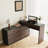Carmavy Extendable Vanity Makeup Table Home Office Desk with Flip-Top Makeup Mirror and 6 Storage Drawers