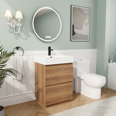 24" Freestanding Bathroom Vanity for Cottage Style, with Sink and Storage Cabinet