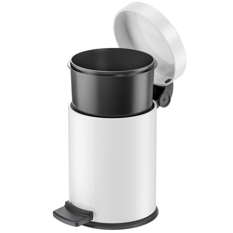 Steel Step On Rubbish Bin - 4L, White