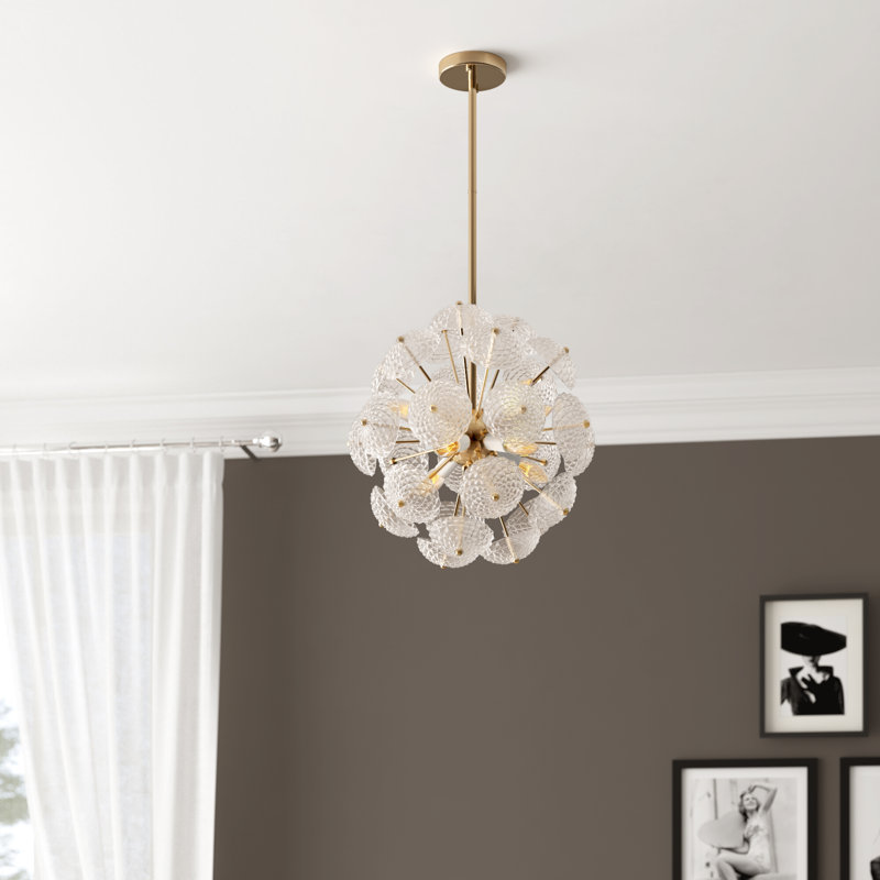 Lustre en verre texturé 18 pouces avec 8 lumières Ilkest
