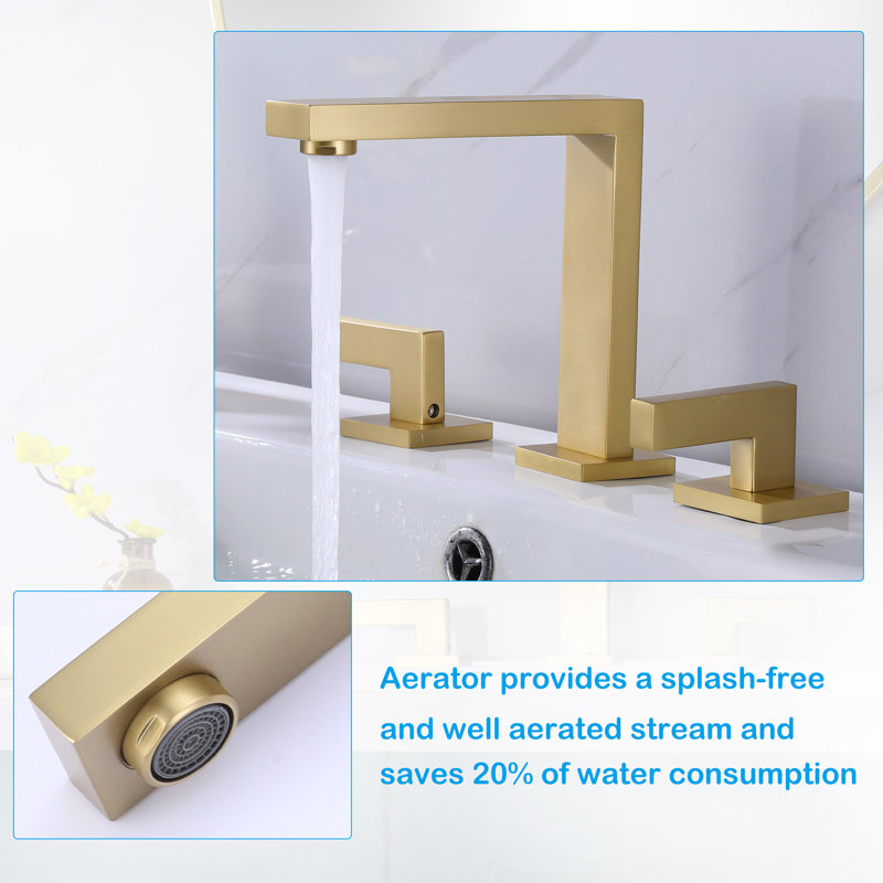 Widespread 2-handle Bathroom Faucet, Brushed Gold