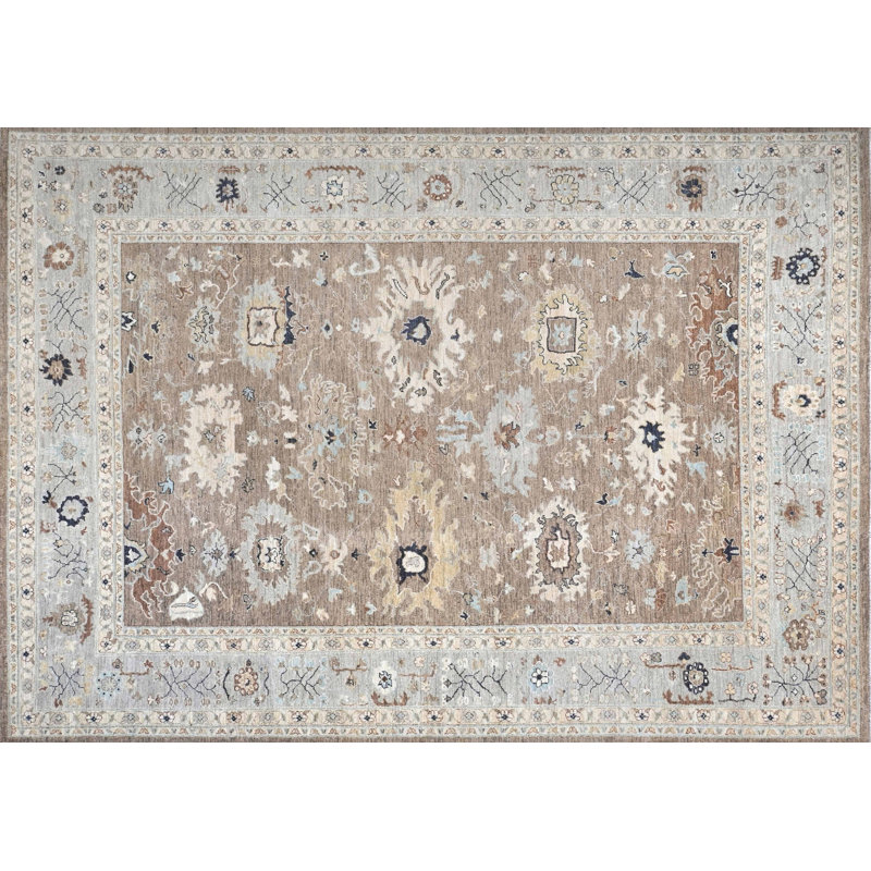 Tapis rectangulaire en laine noué à la main Oushak