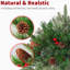 2-Pack Pre-Lit Outdoor Christmas Tree Stakes with 30 LED Lights, 8 Lighting Modes & 6/18H Timer, Battery Operated Artificial Mini Pine Trees with Red Berries & Pine Cones, Waterproof Ground Stake Decor for Pathway, Yard & Garden