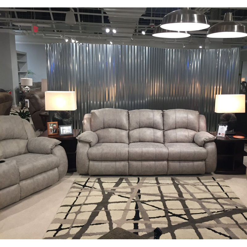 Cagney Upholstered 89'' Power Reclining Sofa, River Run Nickel Polyester