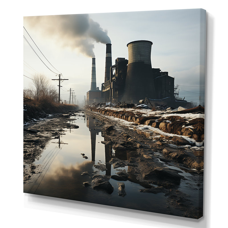 «Power Plants Winter Scenery Marvel», reproduction d'art sur toile, Toile tendue, H 24 po x l 24 po x P 1 po