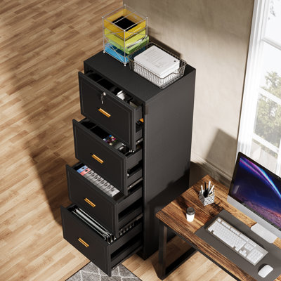 4-drawer File Cabinet, Vertical Filing Cabinet With Lock, Wood File Cabinet For Home Office