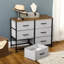 Commode 6 tiroirs, commode en tissu pour chambre à coucher, gris