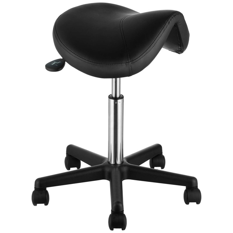 Height-Adjustable Saddle Stool With 360-Degree Swivel, 400 LBS Capacity, Thickened PU Leather Cushion, And Smooth-Castor Mobility For Professional Salon, Spa, And Clinical Use.