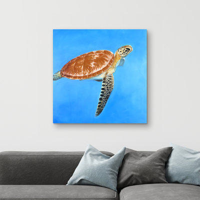 aquatic turtle - 32"x32" art on canvas