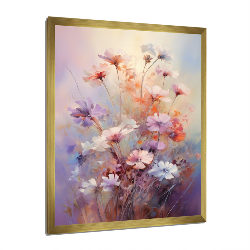 " Wildflowers Bouquet Romantic Impression ", Gold Single Picture Framed, 20" H x 12" W x 1" D