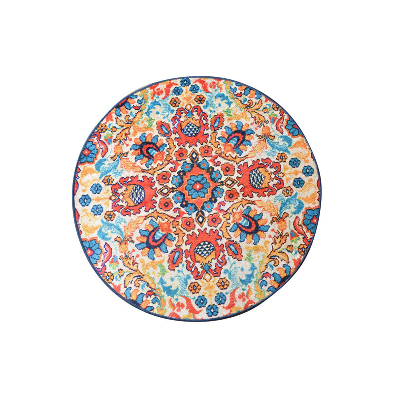 Stylish Round Carpet, 55.1 in Diameter, Soft 100% Polyester, 0.4 in Pile Height | Antibacterial, Non-Slip Underside, Machine Washable at 86°F | Ideal for Living Room, Bedroom, & Play Areas, Durable & Easy to Maintain