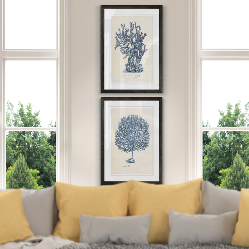 " Sea Coral Study III " 2 - Pieces, White, Ebony Framed, 20" H x 16" W x 1.25" D