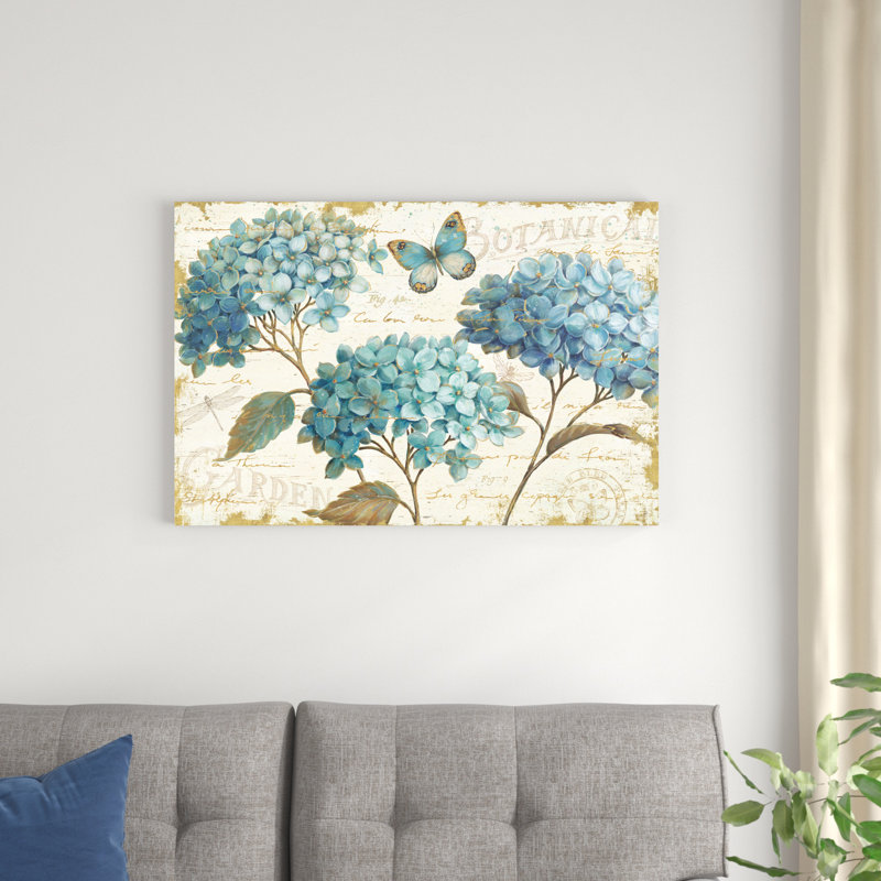 «Blue Garden I» par Daphne Brissonnet, reproduction d'art sur toile tendue, H 24 po x l 36 po, Toile tendue, Non