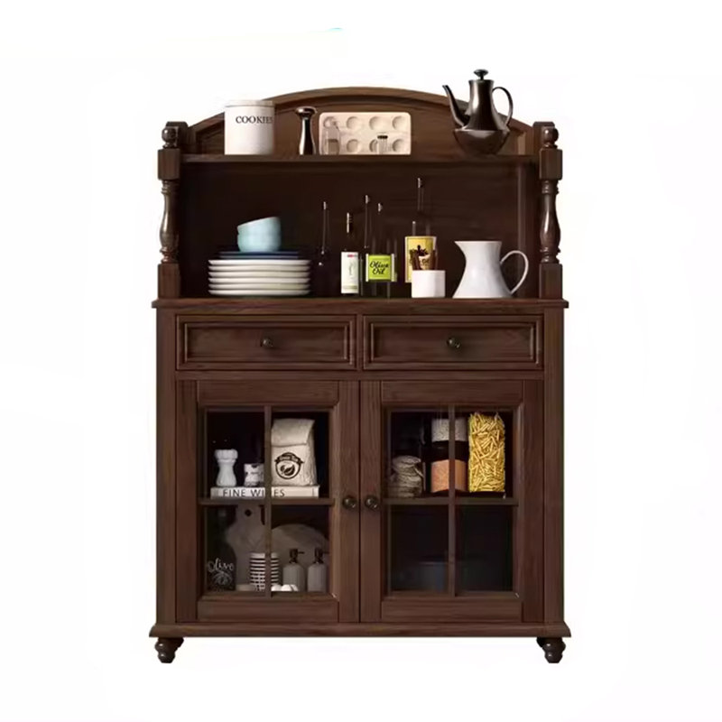All Solid Wood Simple Wall Storage Cabinet 58.66'' Kitchen Pantry, Brown