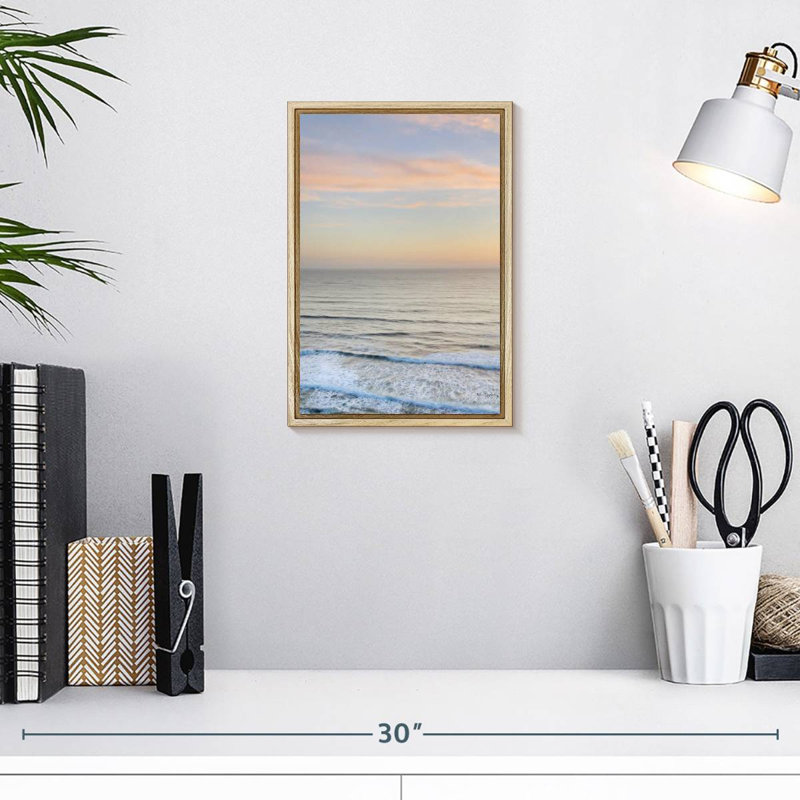 Sunset On Redwoods Coast, Floating Frame Natural Wood, 9" x 13"