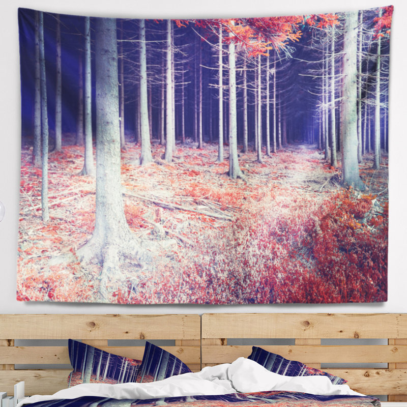 Paysage, magnifique paysage de forêt d'automne, tapisserie, H 78 po x l 92 po