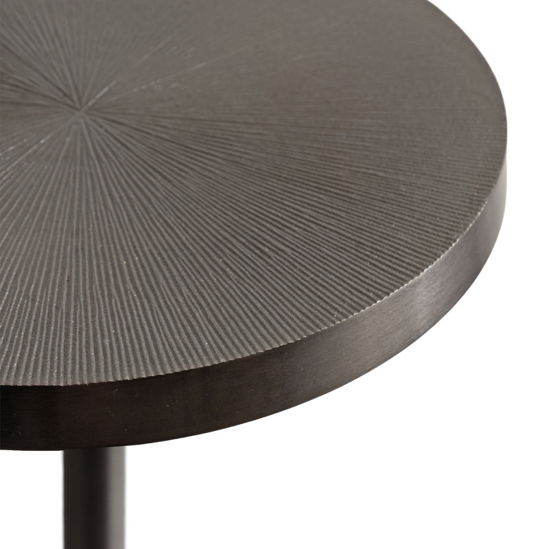 Table piédestal en métal Traditional, H 30 po x l 14 po x P 14 po, Plateau gris / base grise