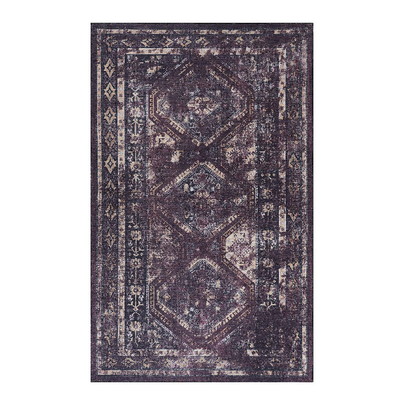 Tapis lavable 8 pi x 10 pi bourgogne et noir, Rectangulaire 10 pi x 8 pi