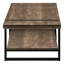 Table basse moderne avec plateau rectangulaire - L 46,83 po, stratifié brun, pieds en métal noir, rangement contemporain L 48 po, style industriel
