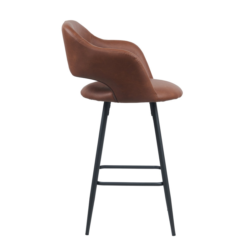 Kenly Upholstered Counter Stool With Metal Frame, Brown