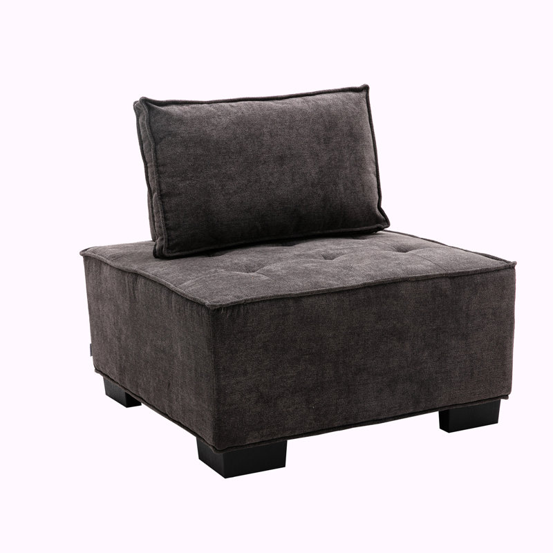 Upholstered Ottoman, Gray Polyester