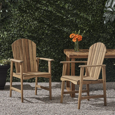 Ensemble de 2 chaises de salle à manger d'extérieur résistantes aux intempéries en bois d'acacia Adirondack