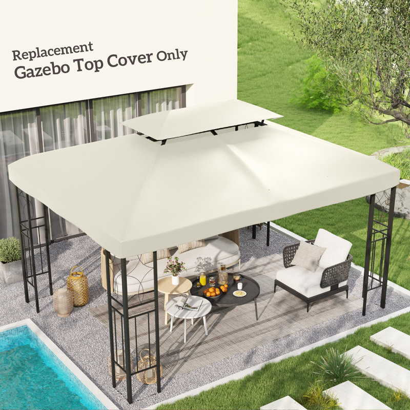 Gwinnett 3x4m Gazebo Replacement Roof Canopy 2 Tier Top UV Cover Cream