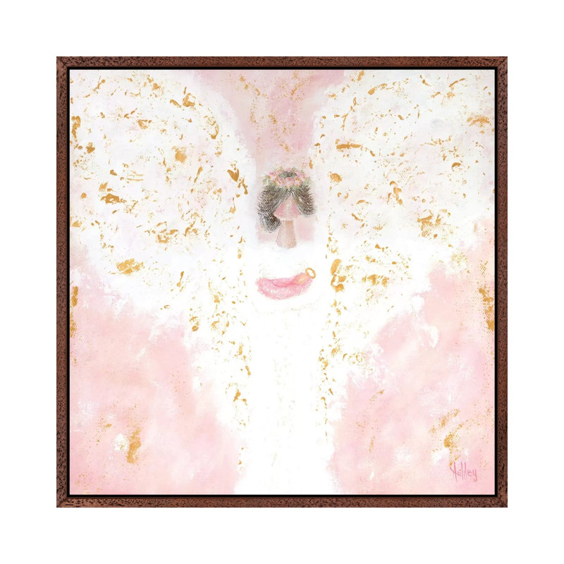 Pink Angel Baby by Ashley Bradley - Print on Canvas, 93.98 cm H x 93.98 cm W, Classic Brown Wood Framed