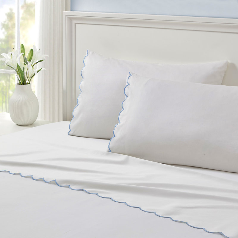 Ensemble de 2 taies d'oreiller Peri Home Scallop, Bleu, Taie d’oreiller standard