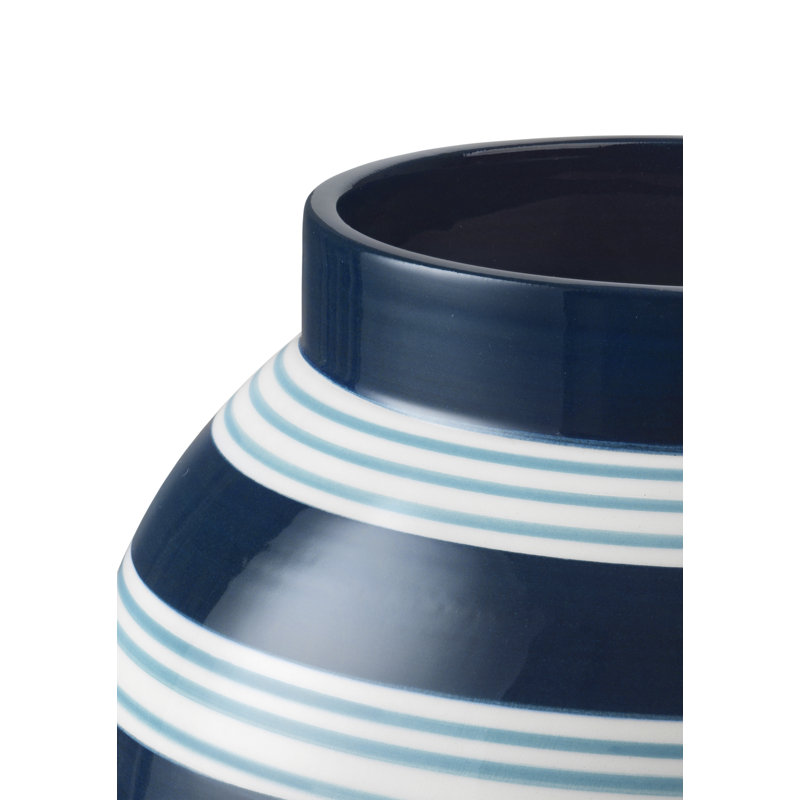 Omaggio Nuovo Ceramic Table Vase, 8.1" H x 7.3" W x 7.3" D, Dark Blue/White
