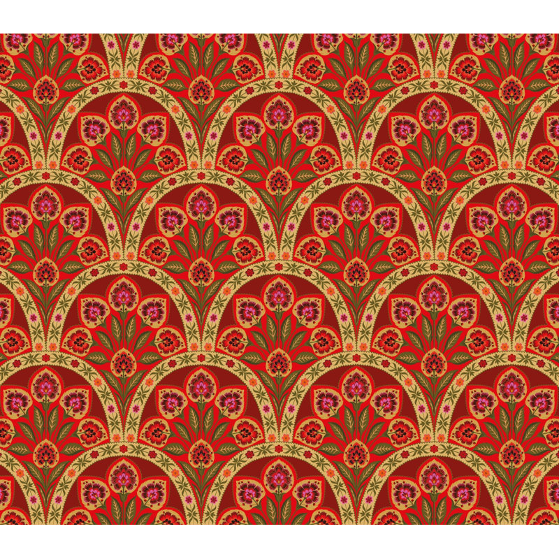 Papier peint floral avec motif géométrique rétro