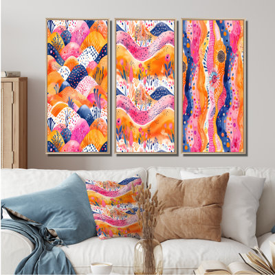 Rose, orange, abstrait, paysage bohème I - Collection d'art mural imprimé bohème