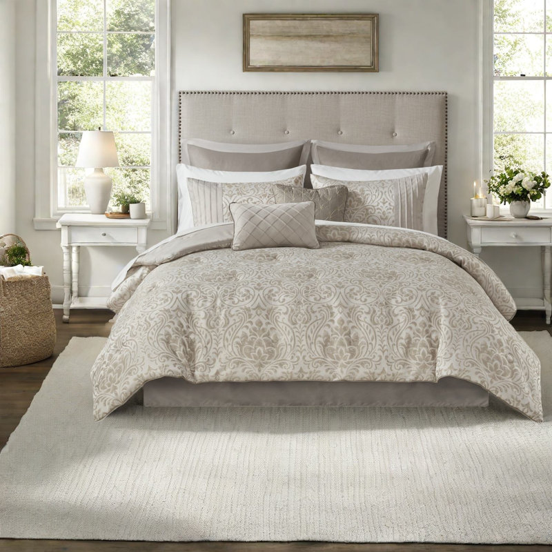 Ensemble de literie, damas jacquard en polyester pour la maison