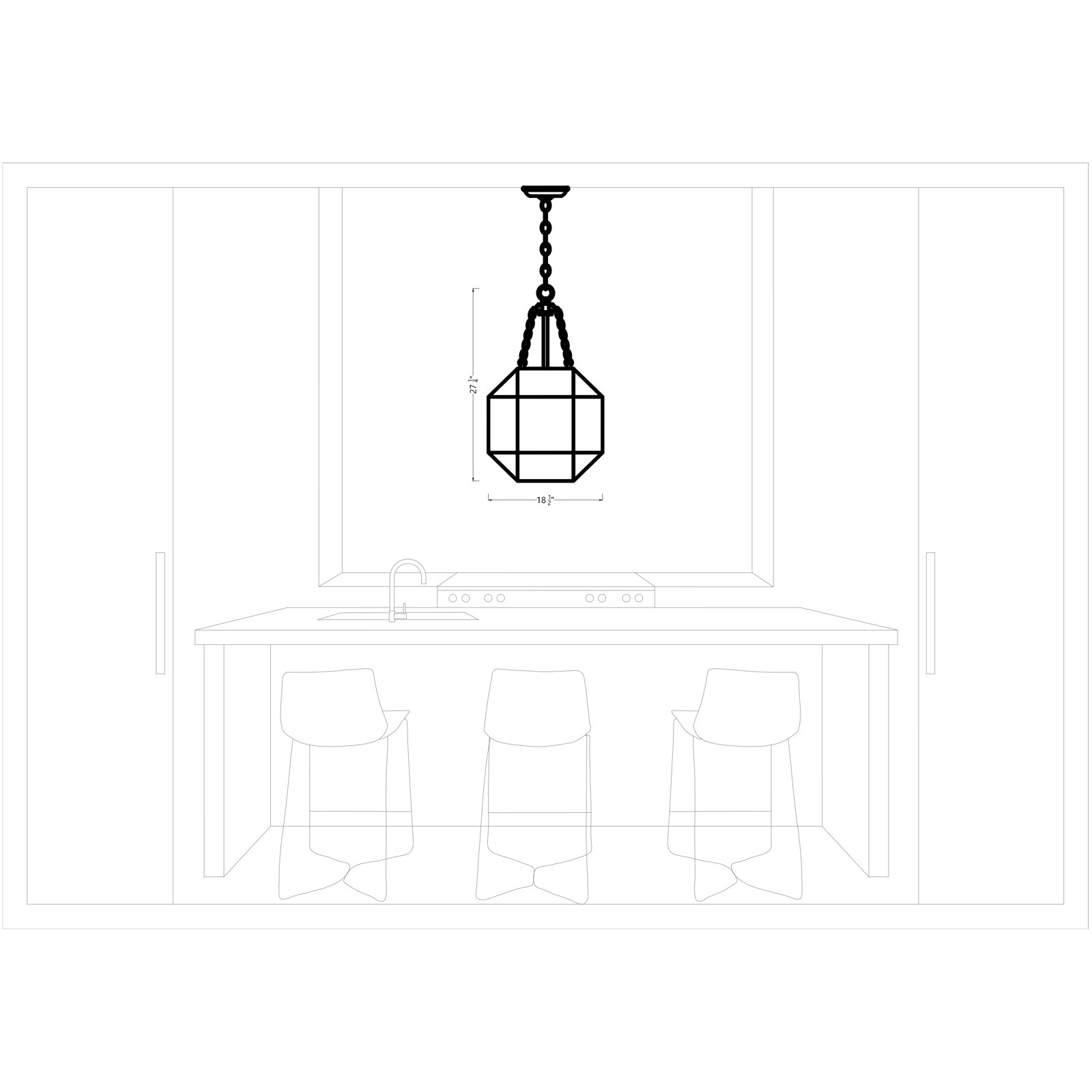 Reid 3 Light Glass Dimmable Pendant, 27.25" H x 18.5" W x 18.5" D, Brushed Nickel, White