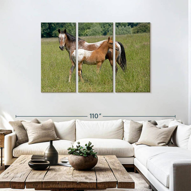 Bramalo Appaloosa, cheval et poulain, H 48 po x l 74 po