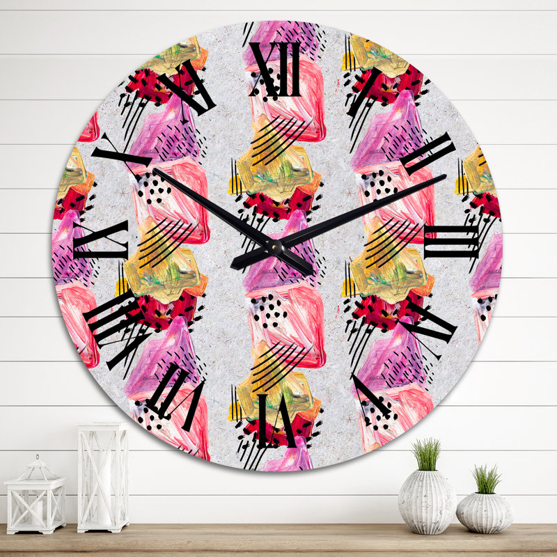 Horloge murale rose et rouge, Surdimensionné