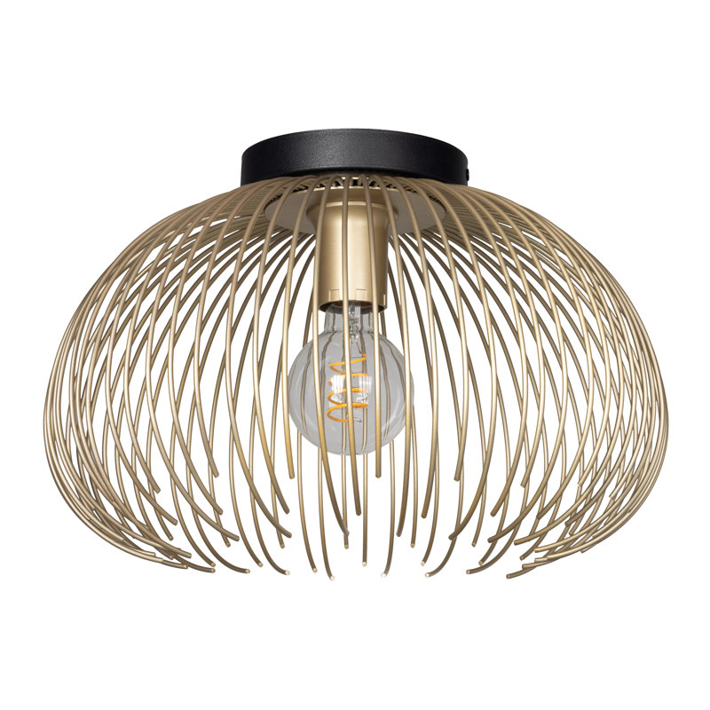 Sheron 1-Light Pendant Light, Black/Gold, 10.24" H x 15.16" W x 15.16" D