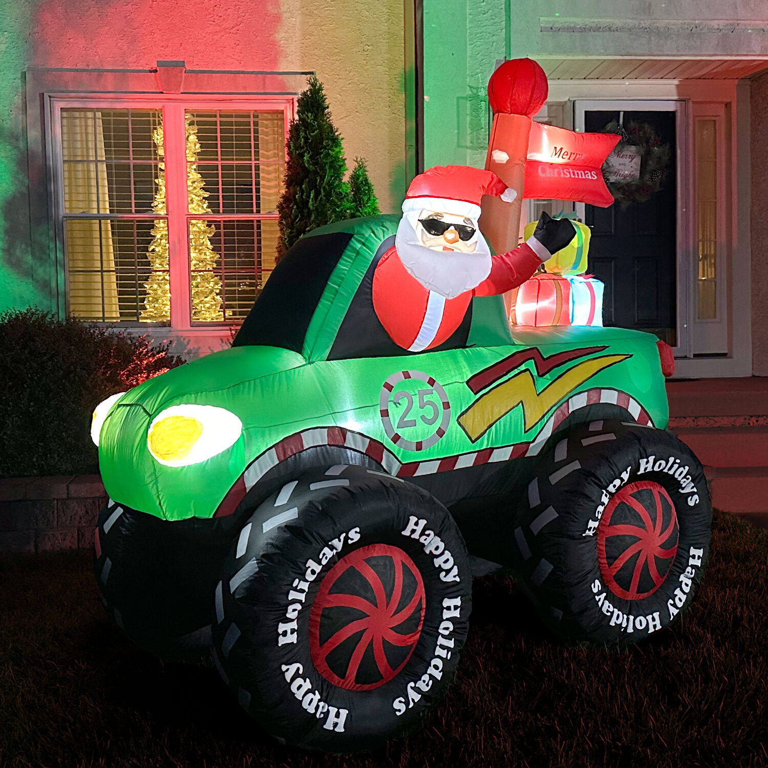 The Holiday Aisle® Ilinka 6Ft. Tall Prelit Santa in Monster Truck