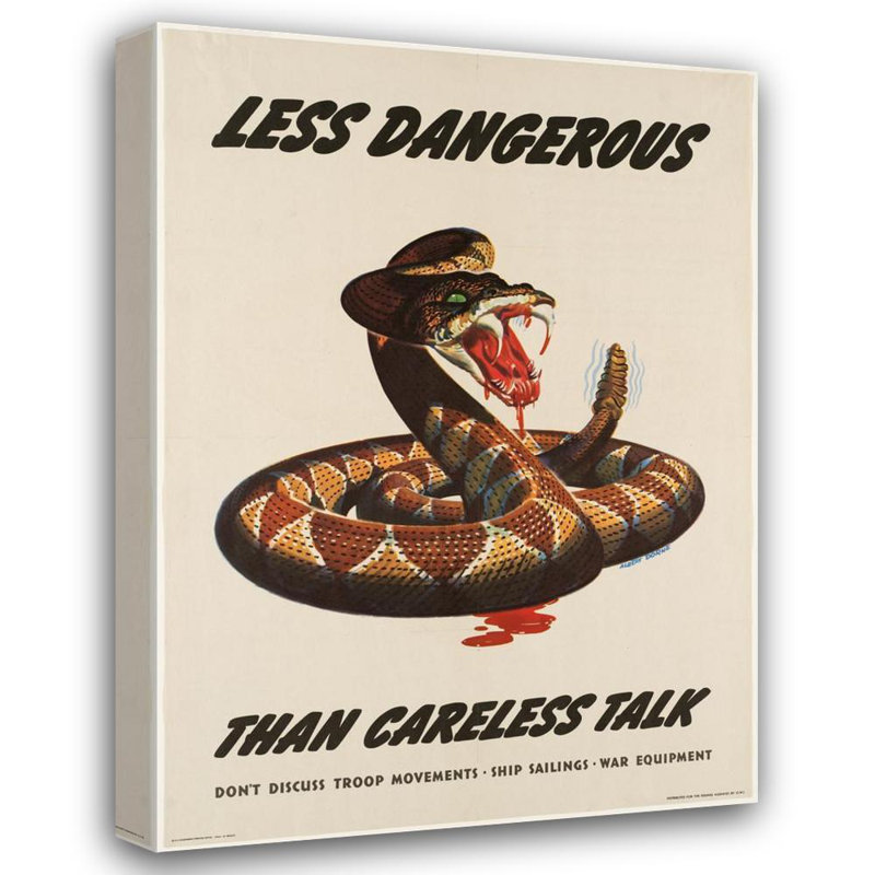 "Less Dangerous than Careless Talk" by  Albert Dorne - Gallery Wrap Canvas Wall Art, 40" H x 28" W