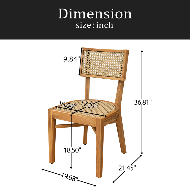 Chaise de salle à manger en bois d'acacia avec osier