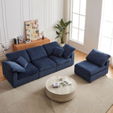 Jaqaun 143" Corduroy Modular Sectional Sofa Bed - Convertible L-Shape & Sleeper Sofa w/ 6.75" Thick Cushions