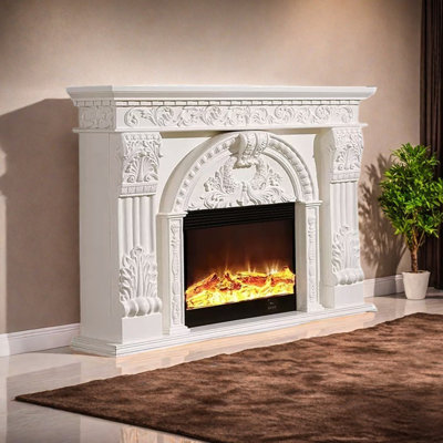 Modern simple retro carved fireplace