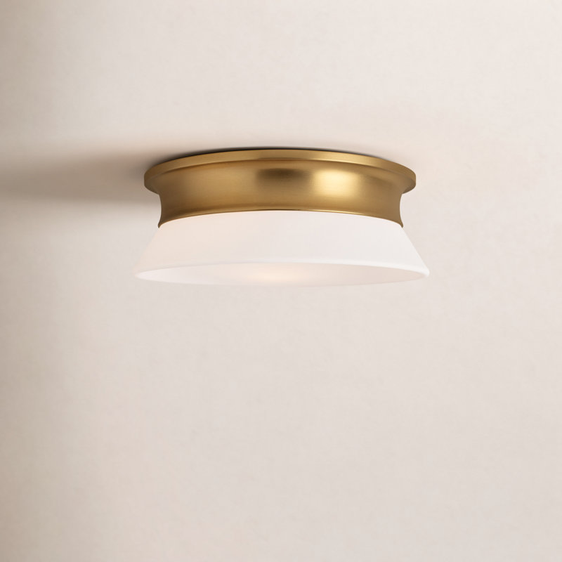Wadsworth Etched Glass Shade Flush Mount, Burnished Brass