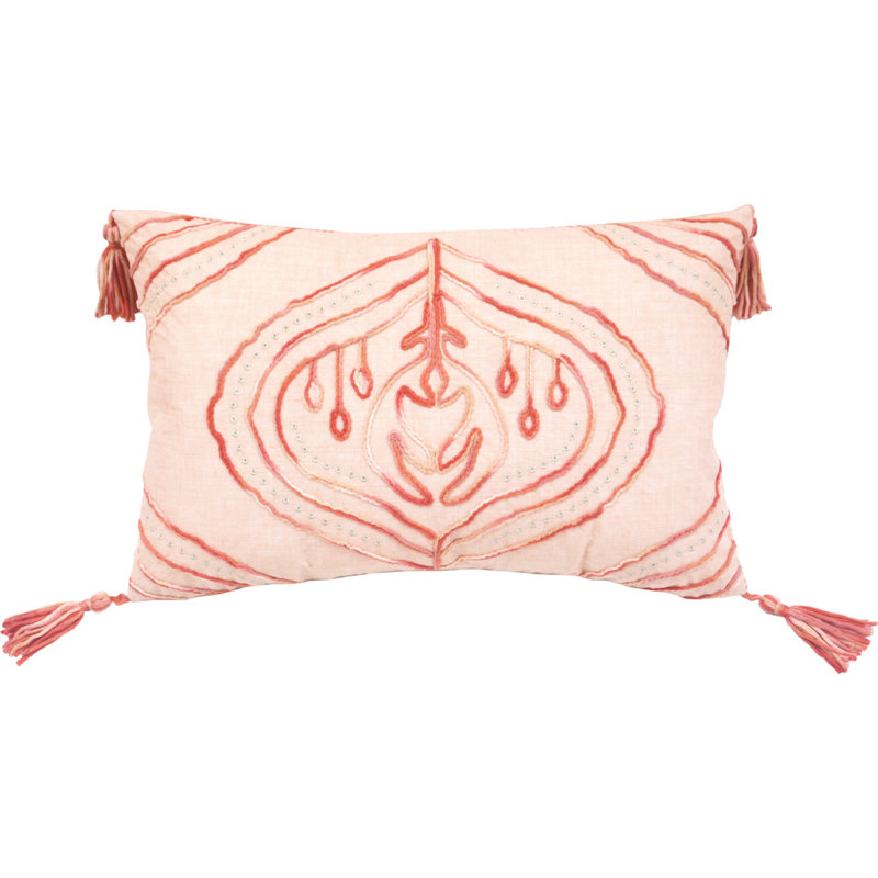 Coussin décoratif en polyester 13 po x 20 po avec fermeture à glissière 13 po x 20 po, Corail