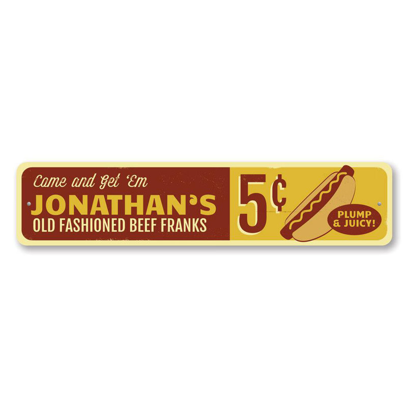 Ancienne enseigne en aluminium Franks, H 4 po x l 18 po x P 0,04 po